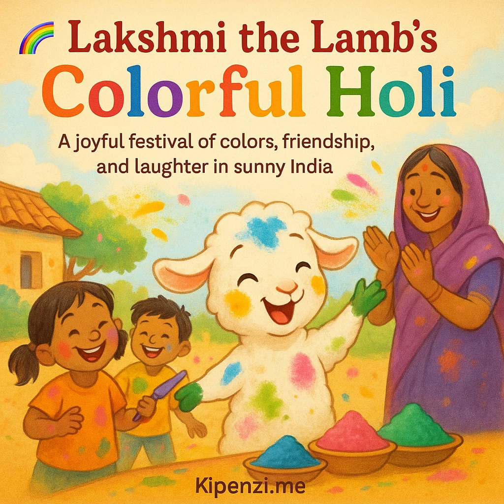 Lakshmi the Lamb’s Colorful Holi - A joyful festival of colors, friendship, and laughter in sunny India.